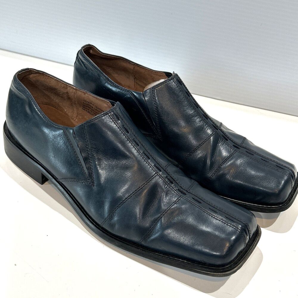 Giorgio Brutini Men's 12 M Slip On Square Toe Blue Leather Loafers Dress Shoes